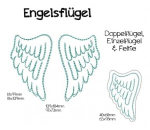 Stickdatei Engelsflügel Doodle plus Feltie